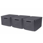 Botes de rangement style avec couvercle 3 pcs l anthracite curver