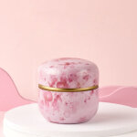 Bo�te � th� ronde m�tal vintage rose