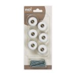 Rei - boite x6 boutons metal - porcel d 31mm vieux laiton - blanc ref 2 - 824 31