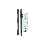 Boitier de serrure encastrable � cylindre pour porte d'entr�e, axe 50mm, entraxe 90mm, bouts ronds, bronze ...