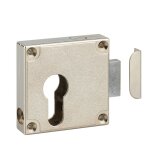 Boitier de serrure de meuble universel en applique pour porte d'ameublement, axe 21. 5mm, 50x60mm, nickel� ...