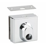 Boitier de verrou cavalier en applique � double entr�e pour porte en verre, r�versible, 77x72mm, chrom� ...