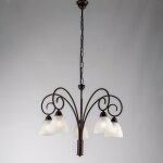 Rouille lustre en fer noir abat - jour en verre blanc cinq lumires 57x h50 cm