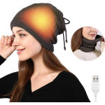 Bonnet chauffant �lectrique usb pour ski, v�lo et randonn�e - �charpe tricot�e chaude