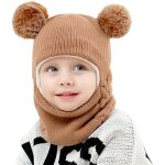 Bonnet et �charpe d'hiver pour enfants - ensemble tricot� avec rabats, doublure polaire �paisse et pompons, ...