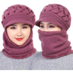 Bonnet d'hiver avec cache - col - ensemble doubl� polaire - protection vent - chapeau chaud pour femmes ...