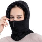 Bonnet d'hiver avec �charpe int�gr�e - cache - oreilles doubl� polaire - anti - vent pour ski, v�lo - ...