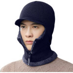 Bonnet d'hiver avec �charpe int�gr�e - ensemble tricot� doubl� polaire - cagoule avec rabat - oreilles ...