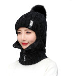 Bonnet d'hiver avec �charpe int�gr�e - set bonnet cache - oreilles doubl� polaire et �charpe zip, pompon ...