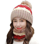 Bonnet d'hiver femme avec �charpe polaire - ensemble bonnet � rabats et pompon, chaud et �pais pour ski, ...