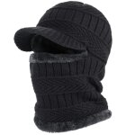 Bonnet d'hiver tricot�, chapeau en laine, masque facial chaud pour le cyclisme et le ski, chapeau coupe ...