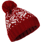Bonnet d'hiver tricot� avec doublure polaire, motif flocon et pompon - chaud, coupe - vent pour ski, ...