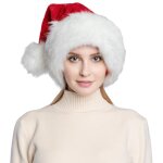 Bonnet p�re no�l rouge �pais grand chaud pour adultes hommes femmes f�te de no�l d�guisement