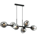 Borgo - luminaire suspendu moderne noir, 6 lumi�res fum� avec abat - jour en graphite fum�, e27 - italux ...