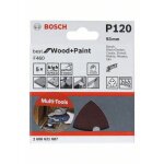 2608621688 lot de 5 feuilles abrasives v93 6 trous grain 180 pour tous les bois - bosch