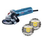 Bosch - meuleuse dangle profesionnal 800w - 125 mm + 2 disques diamants + coffret - gws 880