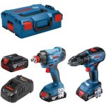 Bosch outillage - set perceuse et cl  chocs sans fil 18v, 3 batteries li - ion 5, 0 ah, chargeur 06019g5227 ...