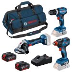 Bosch - pack 3 outils 18v gsb / gdx / gws avec 2 batteries 5. 5ah - chargeur - sac - 0615990n31