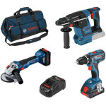 Bosch - pack 3 outils - visseuse + meuleuse + perforateur professional - avec une batteries 18v 8. 0ah ...