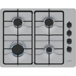 Bosch - table gaz inox, 60 cm, ser2, inox, 4 br�leurs, fonte avec pieds en caou pbp6b5k80