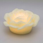 Bougie en forme de rose lumineuse cire ivoire à piles led blanc chaud effet flamme lotti Bougie en forme de rose lumineuse cire ivoire à piles led blanc chaud effet flamme lotti