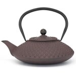Bouilloire plate de fonte asia de 1, 25 litres, couleur aubergine, grande cruche � induction �maill�e ...