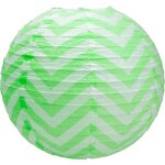 Boule papier verte & blanche 35cm - lampion papier en papier de riz - lanterne japonaise chevron vert ...