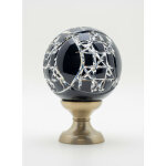 Quincadeco - boule de rampe cristal noir mousson pied gris nickel