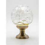 Quincadeco - boule de rampe cristal transparent mousson pied gris nickel