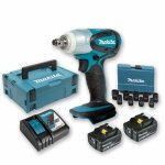 Boulonneuse � chocs 18v 230nm 1 / 2' dtw251 avec 2 batteries 5ah + coffret 9 douilles + coffret makita ...