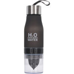 Bouteille d'eau portable 650ml noir avec presse - citron et infuseur de fruits, anti - fuites pour voyage ...