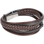 Bracelet homme tress� 20. 5cm avec fermoir magn�tique - poignet �l�gant marron