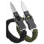 Bracelet de survie 7 c?urs en paracord avec couteau - 2 pi�ces noir et vert acier inoxydable pour urgence ...