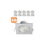 Braytron - lot de 10 spots led encastrables 3en1 carr� alu 7w ip20