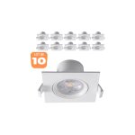 Braytron - lot de 10 spots led encastrables 3en1 carr� blanc 7w ip20