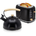 Briebe skt1177blk nordic ensemble grille pain 2 fentes larges, bouilloire sifflante induction 2, 3l 870w ...
