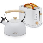 Briebe skt1177wht nordic ensemble grille pain 2 fentes larges, bouilloire sifflante induction 2, 3l 870w ...