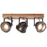Brilliant - lampe carmen poutres en bois spot 3 flamm� acier br�l� / bois 3x par51, gu10, 5w, adapt� ...