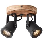 Projecteur rond inge 2 vantaux. bois fonc / clairage intrieur noir, spots, cocarde 2x par51, gu10, ...