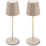Briloner kiki lot de 2 lampes led de table sans fil, variateur tactile, recharge usb - c, ip44, hauteur ...