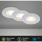 Briloner - kulana mini led spot � encastrer salle de bain, set de 3, ip44 protection contre les projections ...