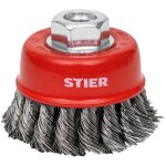 Brosse boisseau stier acier, fil torsad�, pour meuleuses d'angle, � 65 mm, m14, �paisseur de fil 0, 5 ...