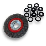 Brosse circulaire acier � 150 mm epaisseur 2 rangs fil dur 0. 30 mm ondul� al�sage 32 mm + r�ducteur ...