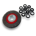 Brosse circulaire acier � 150 mm epaisseur 2 rangs fil souple 0. 20 mm ondul� al�sage 32 mm + r�ducteur ...