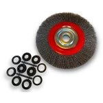 Kibros - brosse circulaire m�tallique avec al�sage pour touret fil acier souple ou dur - � 250 mm - acier ...