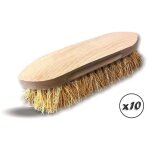Kibros - brosse � crini�re et queue en chiendent naturel - monture bois de h�tre non vernis - quantit� ...
