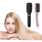Brosse �lectrique ionique chauffante lcd lissante pour cheveux lisses 2 en 1 ptc