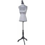 Buste de couture fminin sur pieds hauteur rgable mannequin femme dco vitrine gris velours 040004289 ...