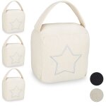 Butoir de porte, lot de 4, butoir pour porte avec poign�e, 18, 5 x 14 x 10 cm, beige