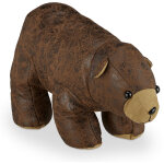 Relaxdays - butoir de porte ours, tissu, cuir artificiel, pour sol, int�rieur, lourd, arr�t d�coratif, ...